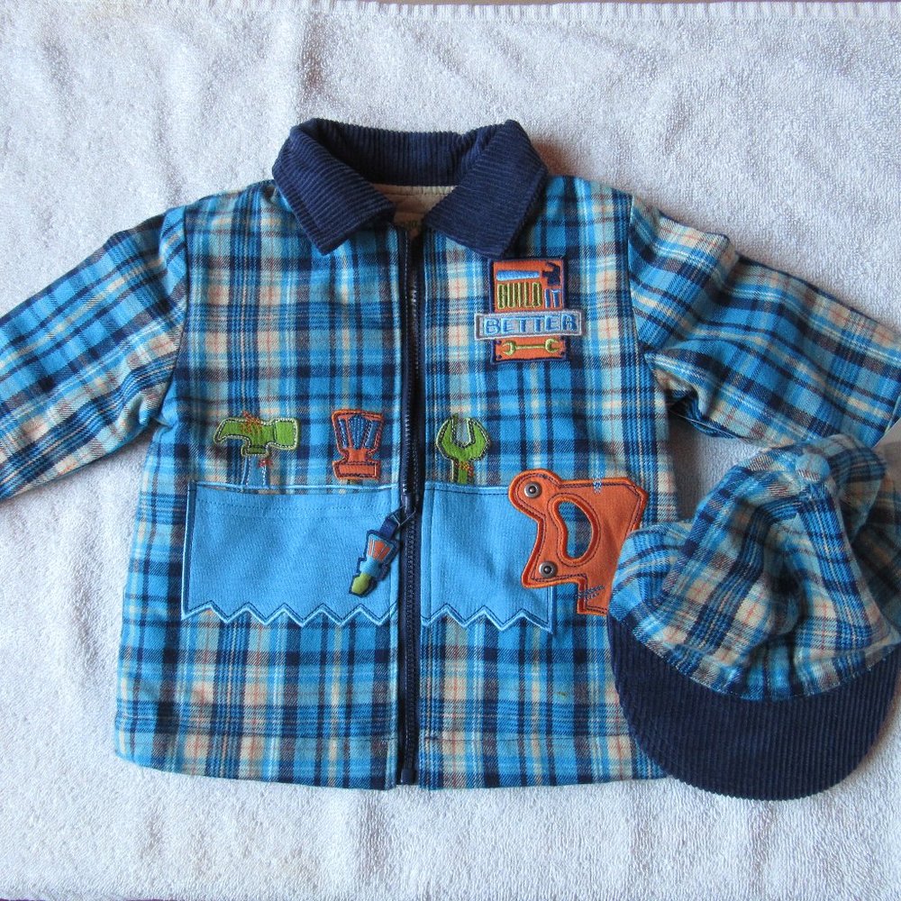 Flapdoodles Boys Blue Jacket and Matching Hat